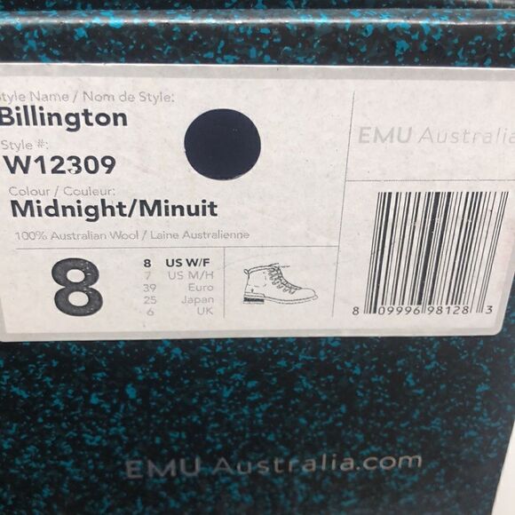 EMU Australia Billington Boots Color Midnight Size 8 NEW in box - Picture 8 of 8